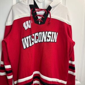Wisconsin Badgers Champion Hockey Jersey Hoodie Size L